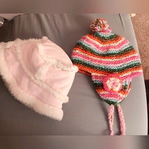 Pair of girls winter hats, size med/large